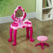 Kids Dressing Table with Mirror and Stool, Light, Music and 15 Accessories - Little and Giant Explorers AIYAPLAY