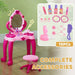 Kids Dressing Table with Mirror and Stool, Light, Music and 15 Accessories - Little and Giant Explorers AIYAPLAY