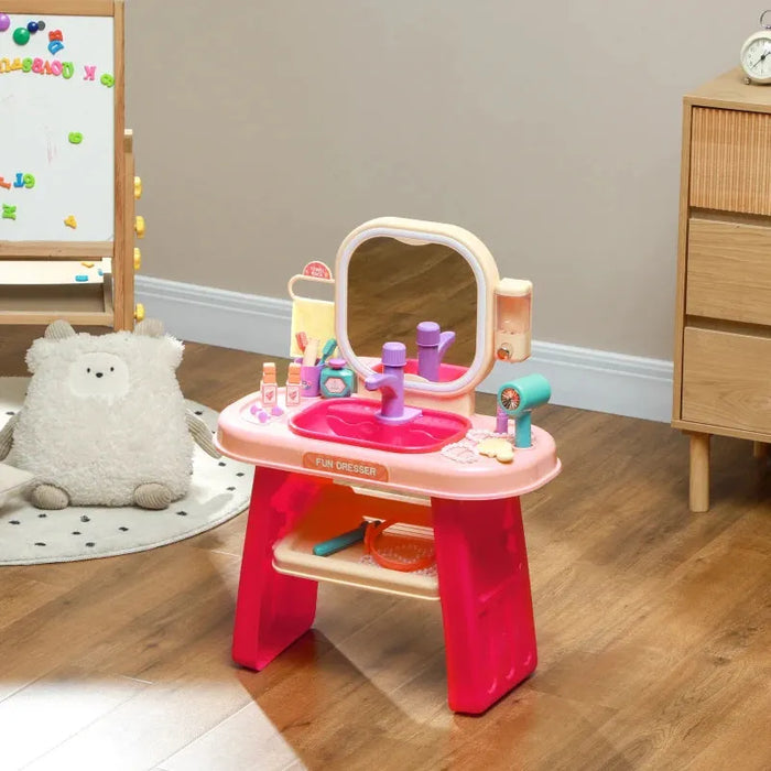 Kids Dressing Table with Mirror, LED Lights and Accessories - Little and Giant Explorers AIYAPLAY