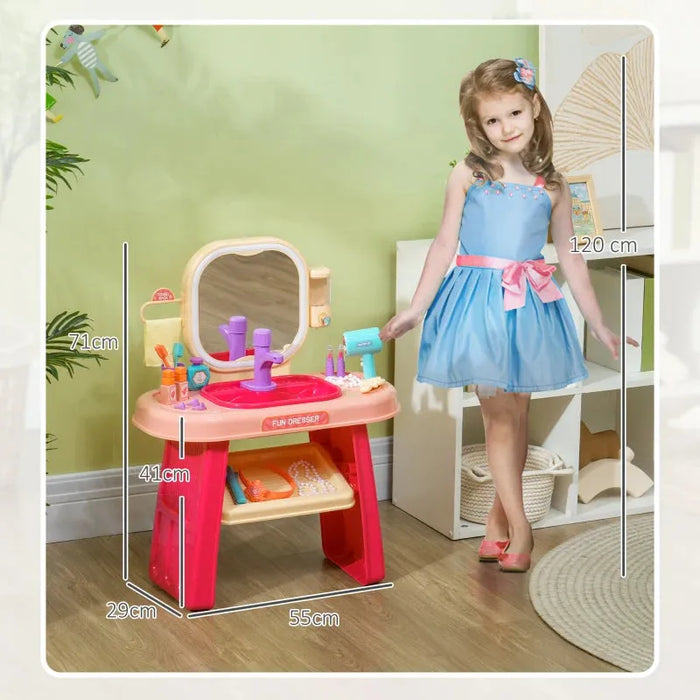 Kids Dressing Table with Mirror, LED Lights and Accessories - Little and Giant Explorers AIYAPLAY