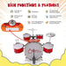 Kids Drum Kit with 8-Keys Keyboard, Microphone and 2 Drumsticks in Red - Little and Giant Explorers Costway