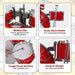 Kids Drum Kit with 8-Keys Keyboard, Microphone and 2 Drumsticks in Red - Little and Giant Explorers Costway