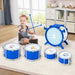 Kids Drum Set – Blue 5-Drum Jazz Kit with Stool | Educational Musical Toy for Ages 3+ COSTWAY - Little and Giant Explorers Costway