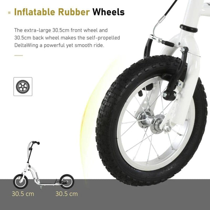 Dual Brakes 12" Metal Frame Adjustable Kick Scooter in White - Little and Giant Explorers