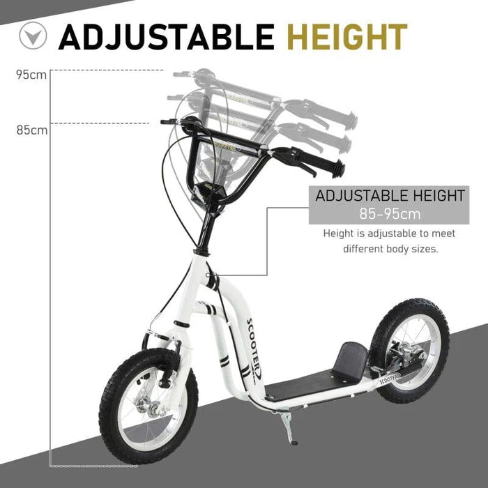 Dual Brakes 12" Metal Frame Adjustable Kick Scooter in White - Little and Giant Explorers