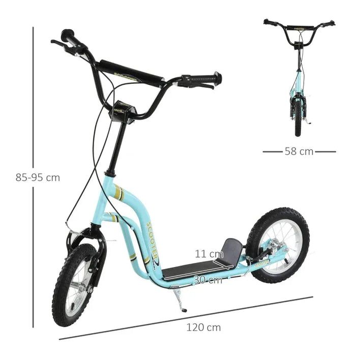 Kids Dual Brakes 12" Metal Frame Adjustable Stunt Scooter in Blue - Little and Giant Explorers