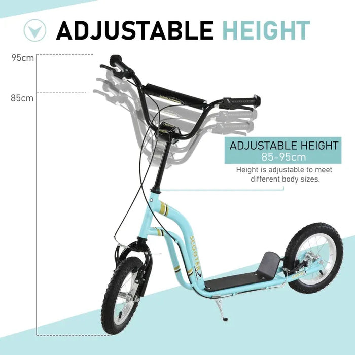 Kids Dual Brakes 12" Metal Frame Adjustable Stunt Scooter in Blue - Little and Giant Explorers