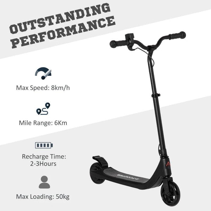 E-Scooter with Battery Display, Adjustable Height and Rear Brake in Black - Little and Giant Explorers HOMCOM