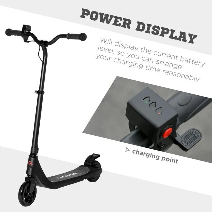 E-Scooter with Battery Display, Adjustable Height and Rear Brake in Black - Little and Giant Explorers HOMCOM