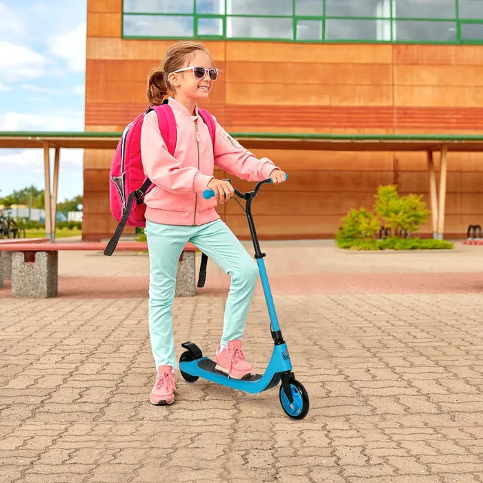 Kids E-Scooter with Battery Display, Adjustable Height and Rear Brake in Blue - Little and Giant Explorers HOMCOM