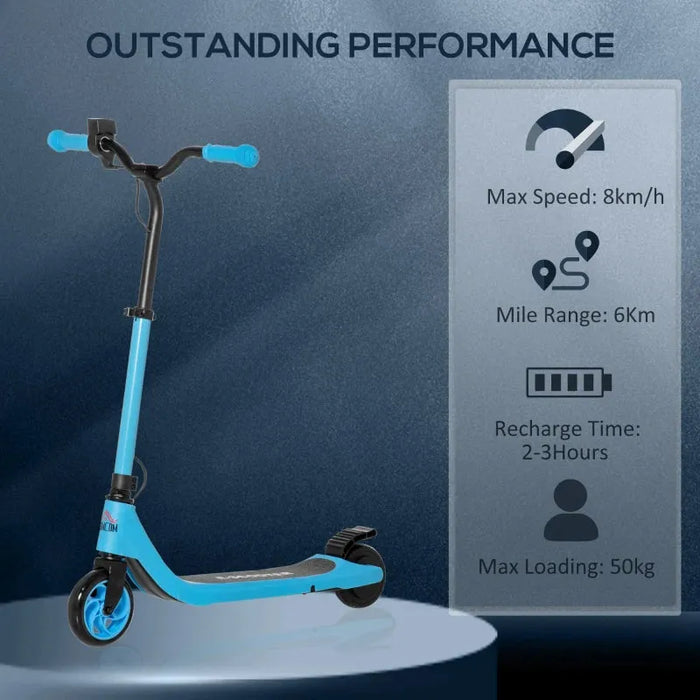 Kids E-Scooter with Battery Display, Adjustable Height and Rear Brake in Blue - Little and Giant Explorers HOMCOM