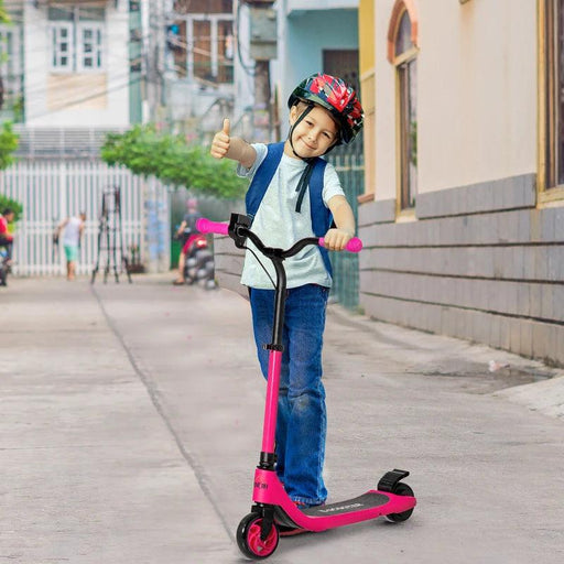 E-Scooter with Battery Display, Adjustable Height and Rear Brake in Pink - Little and Giant Explorers HOMCOM