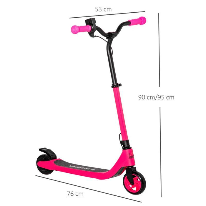 E-Scooter with Battery Display, Adjustable Height and Rear Brake in Pink - Little and Giant Explorers HOMCOM