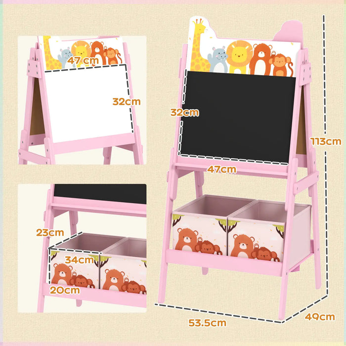 Kids Easel | 2-in-1 Blackboard and Whiteboard Design with Dual Storage Boxes - Little and Giant Explorers AIYAPLAY
