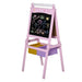 Pink kids easel 3-in-1 creative board with stars, hearts, bins, chalk drawings