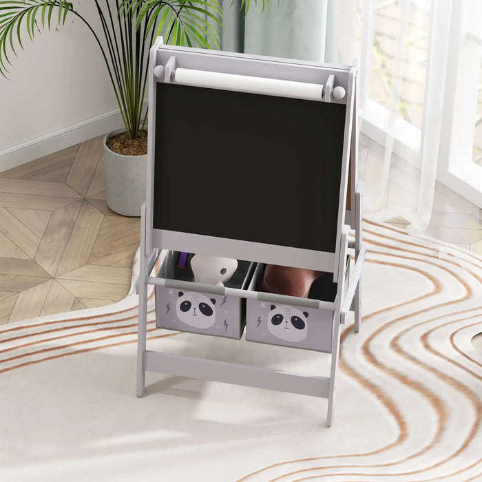 Kids Easel with Animal Design | 3-in-1 Blackboard Whiteboard and Paper Roll - Little and Giant Explorers AIYAPLAY