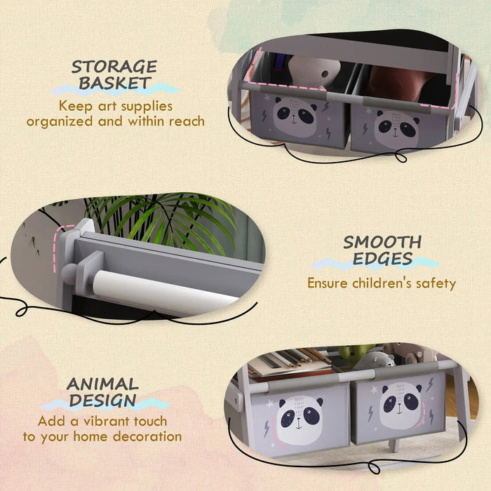 Kids Easel with Animal Design | 3-in-1 Blackboard Whiteboard and Paper Roll - Little and Giant Explorers AIYAPLAY