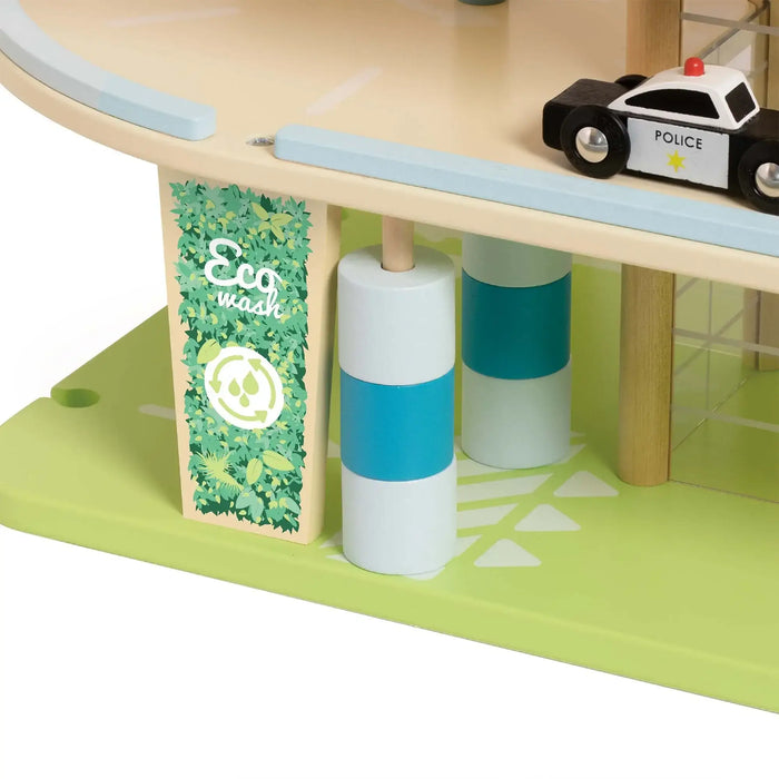 Kids Green Garage | Eco-Friendly Wooden Playset with Solar and Wind Power - Little and Giant Explorers Classic World