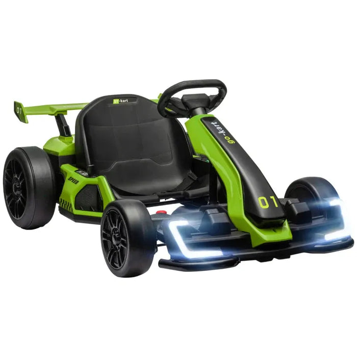 Kids Electric Go Kart with Adjustable Seat in Green 24V - Little and Giant Explorers HOMCOM