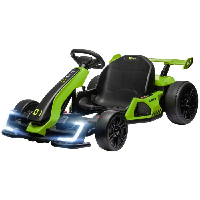 Kids Electric Go Kart with Adjustable Seat in Green 24V - Little and Giant Explorers HOMCOM