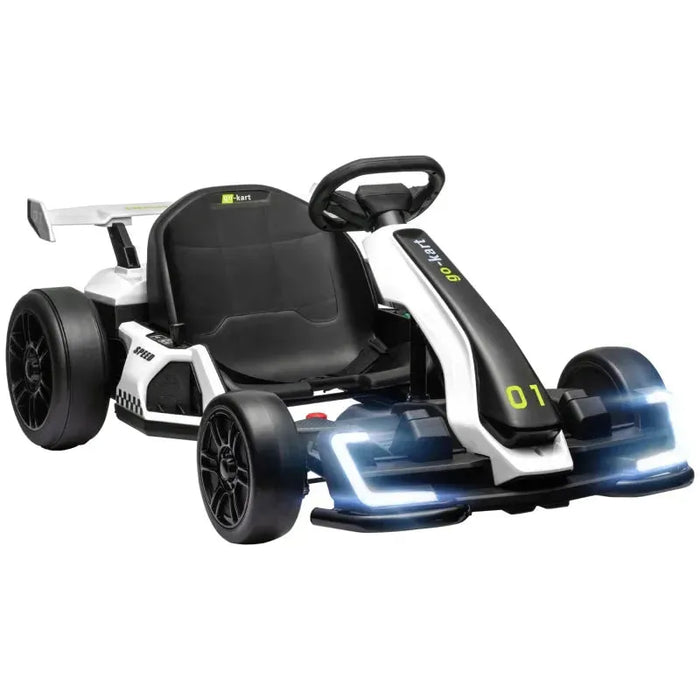 Kids Electric Go Kart with Adjustable Seat in White 24V - Little and Giant Explorers HOMCOM