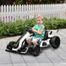 Kids Electric Go Kart with Adjustable Seat in White 24V - Little and Giant Explorers HOMCOM