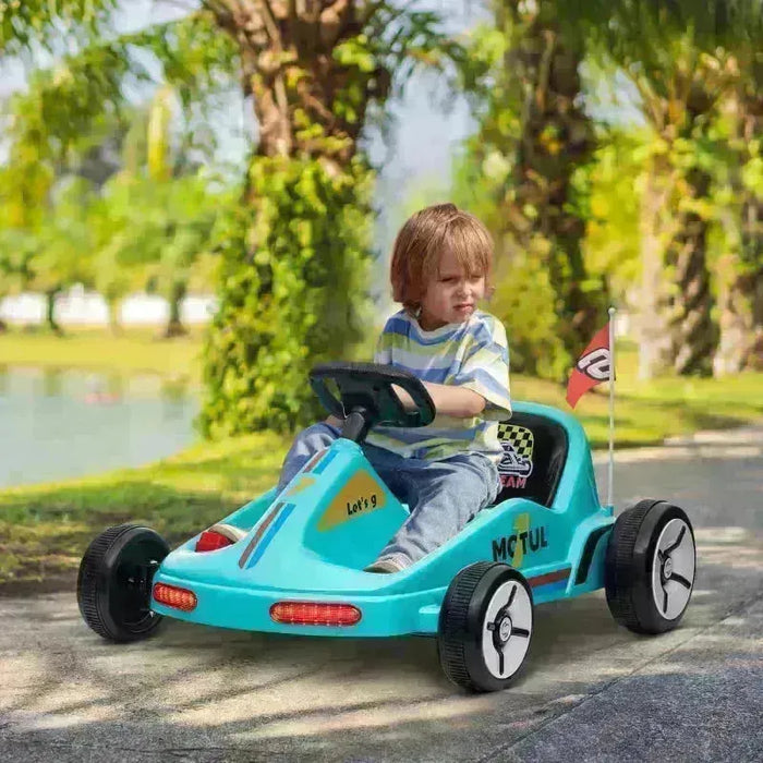 Kids Electric Go Kart with Music and Lights in Blue 6V - Little and Giant Explorers AIYAPLAY