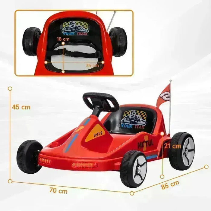 Kids Electric Go Kart with Music and Lights in Red 6V - Little and Giant Explorers AIYAPLAY