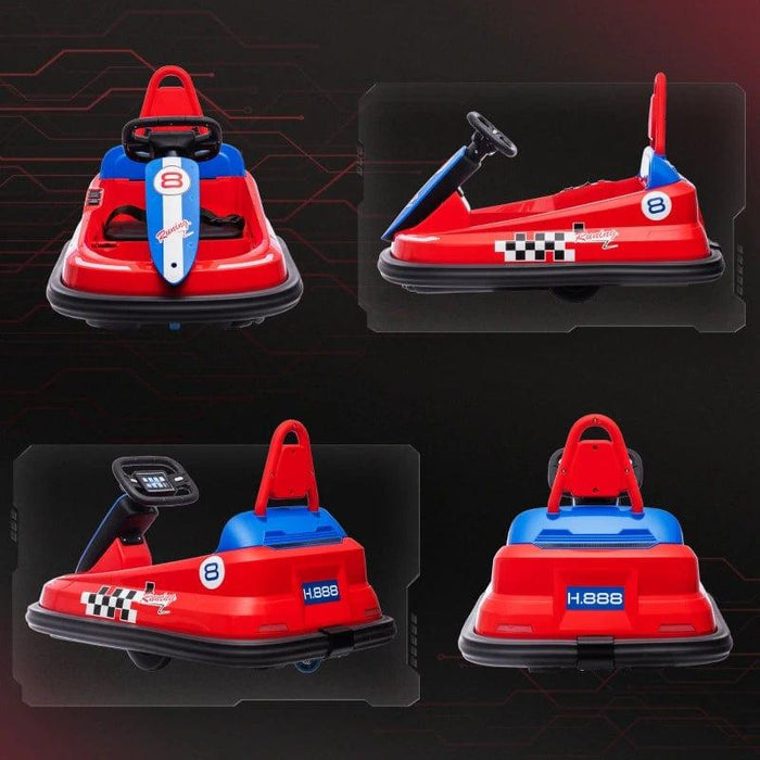 Electric Kids Spin Waltz Bumper Car with Music, Horn and Lights 6V in Red - Little and Giant Explorers HOMCOM