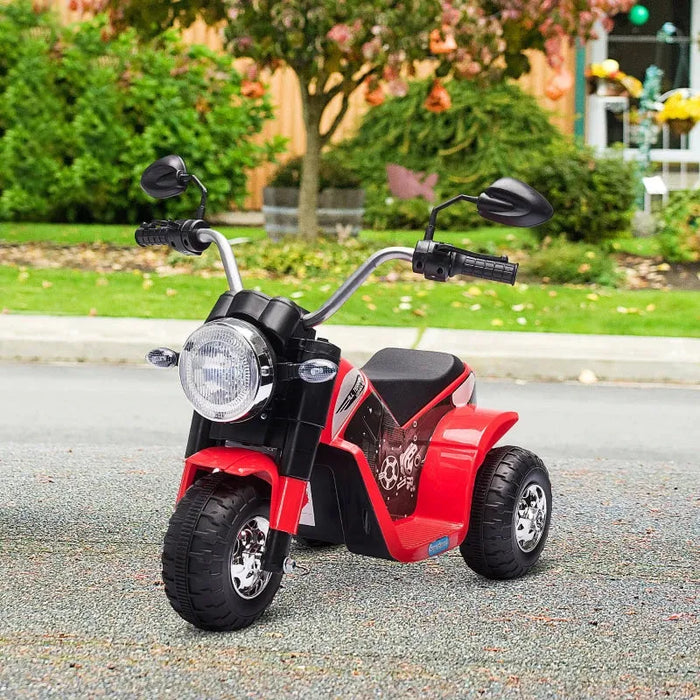 Kids Electric Motorbike 3 Wheels Ride On Toy with Realistic Sounds in Red 6V - Little and Giant Explorers HOMCOM