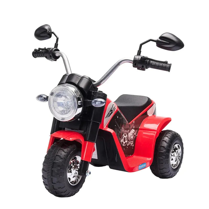 Kids Electric Motorbike 3 Wheels Ride On Toy with Realistic Sounds in Red 6V - Little and Giant Explorers HOMCOM