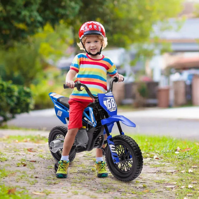 Kids Electric Motorbike with Training Wheels in Blue 12V - Little and Giant Explorers AIYAPLAY