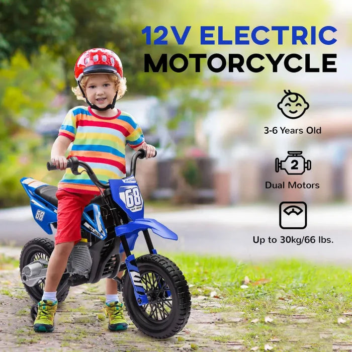 Kids Electric Motorbike with Training Wheels in Blue 12V - Little and Giant Explorers AIYAPLAY