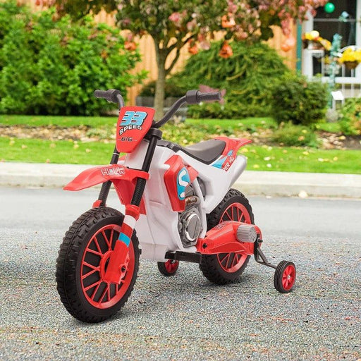 Kids Electric Motorcycle Ride On with Training Wheels 12V in Red - Little and Giant Explorers HOMCOM