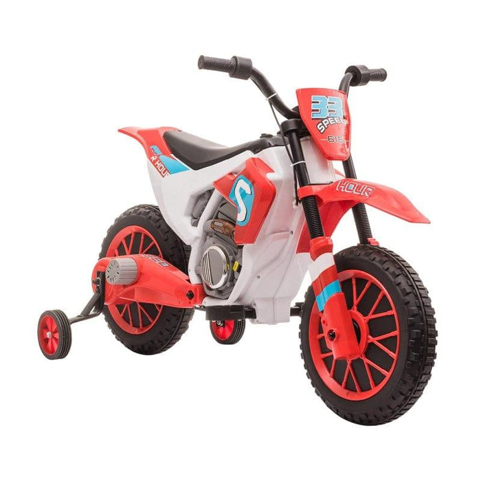 Kids Electric Motorcycle Ride On with Training Wheels 12V in Red - Little and Giant Explorers HOMCOM