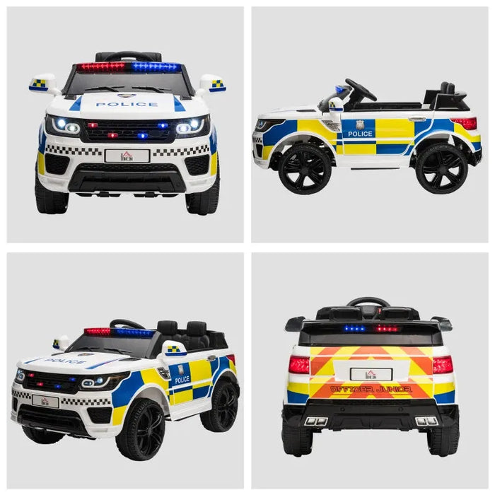 Kids Electric Police Car with Remote, Siren, Flashing Lights and USB Bluetooth 12V - Little and Giant Explorers HOMCOM