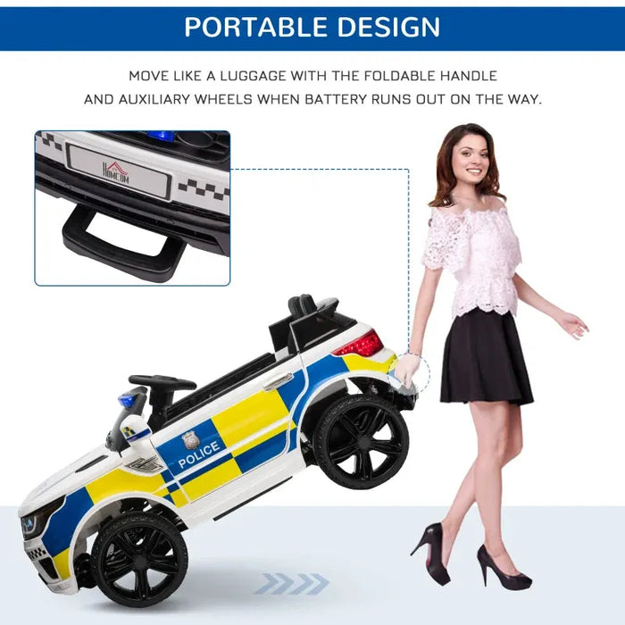 Kids Electric Police Car with Remote, Siren, Flashing Lights and USB Bluetooth 12V - Little and Giant Explorers HOMCOM