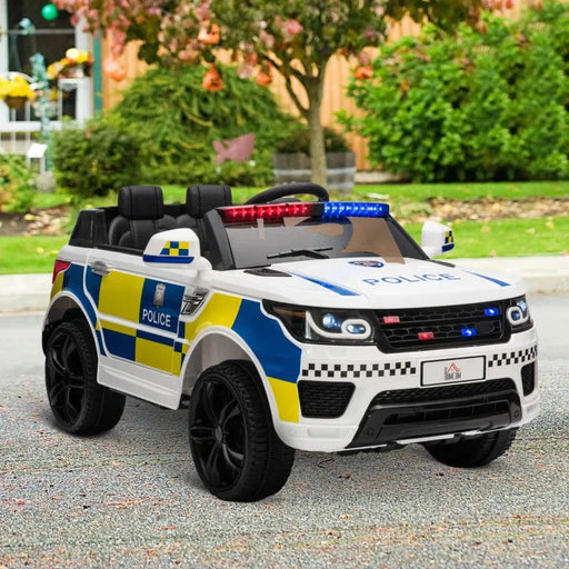 Kids Electric Police Car with Remote, Siren, Flashing Lights and USB Bluetooth 12V - Little and Giant Explorers HOMCOM