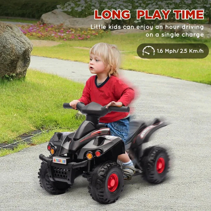 Kids Electric Quad Bike with Music and Forward Function in Black 6V - Little and Giant Explorers AIYAPLAY