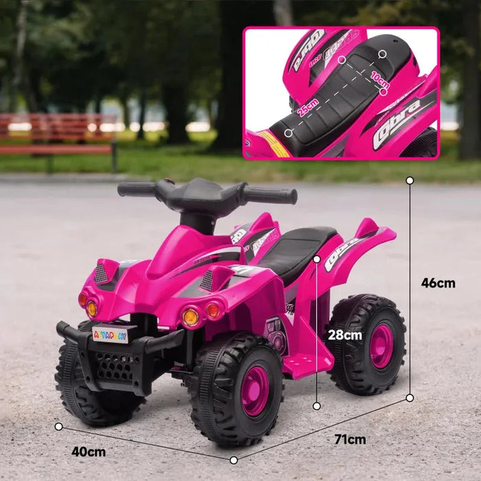 Kids Electric Quad Bike with Music and Forward Function in Pink 6V - Little and Giant Explorers AIYAPLAY