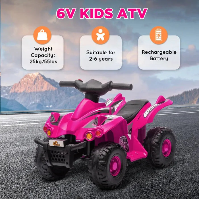 Kids Electric Quad Bike with Music and Forward Function in Pink 6V - Little and Giant Explorers AIYAPLAY