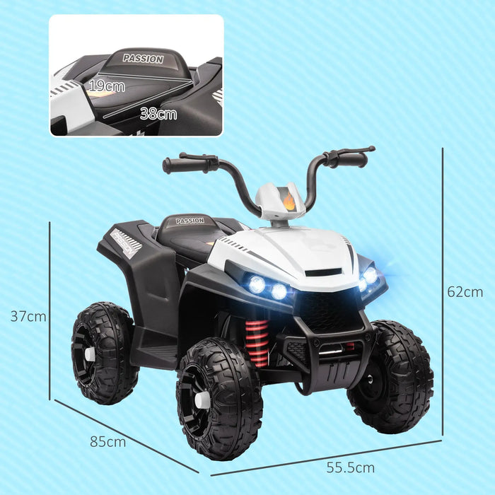 Kids Electric Quad Bike with Spring Suspension System in White 12V - Little and Giant Explorers AIYAPLAY