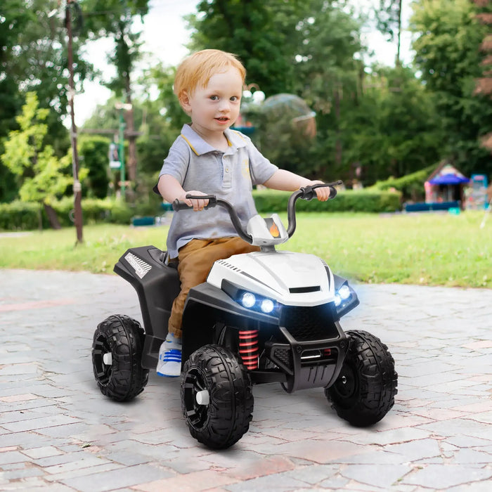 Kids Electric Quad Bike with Spring Suspension System in White 12V - Little and Giant Explorers AIYAPLAY