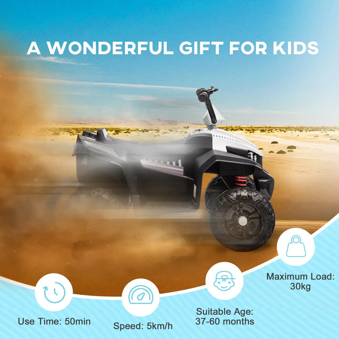 Kids Electric Quad Bike with Spring Suspension System in White 12V - Little and Giant Explorers AIYAPLAY