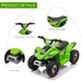 Electric Ride on ATV Quad Bike with Forward Reverse Functions 6V in Green - Little and Giant Explorers HOMCOM