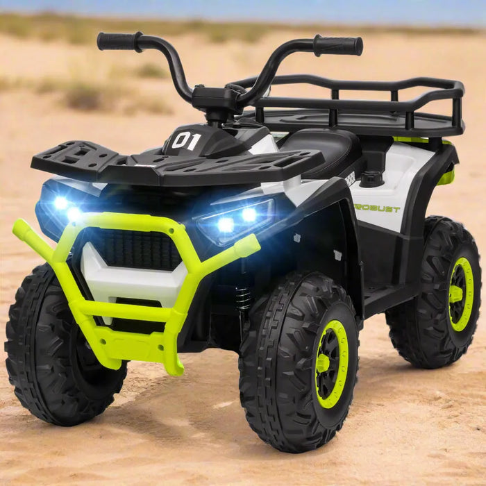 Kids Electric Ride-On ATV Quad with Storage Basket in Green 12V - Little and Giant Explorers AIYAPLAY