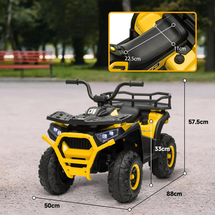 Kids Electric Ride-On ATV Quad with Storage Basket in Yellow 12V - Little and Giant Explorers AIYAPLAY