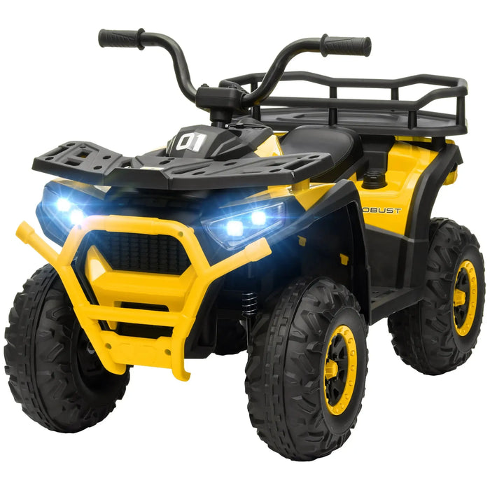 Kids Electric Ride-On ATV Quad with Storage Basket in Yellow 12V - Little and Giant Explorers AIYAPLAY