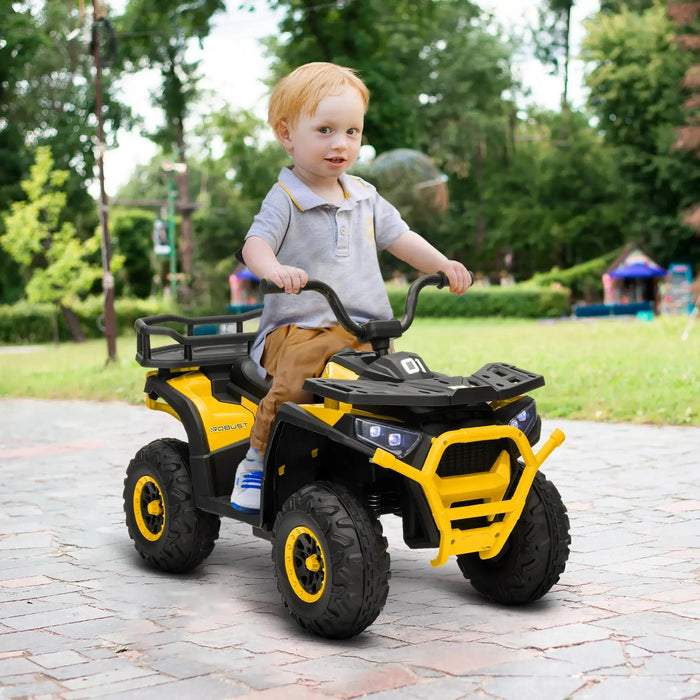 Kids Electric Ride-On ATV Quad with Storage Basket in Yellow 12V - Little and Giant Explorers AIYAPLAY