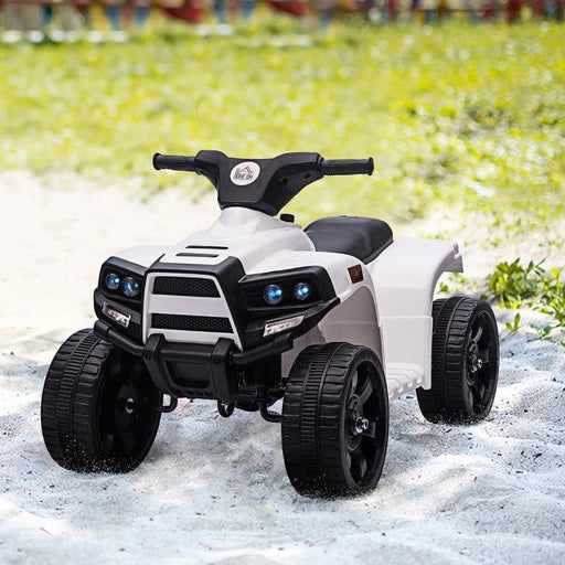 Electric Ride on ATV Toy Quad Bike with Headlights and Horn 6V in White - Little and Giant Explorers HOMCOM